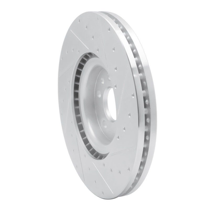 Jaguar E-Pace Brake Rotor (1) - Front Left - R1 Concepts - Drilled & Slotted - Silver - `18-`20